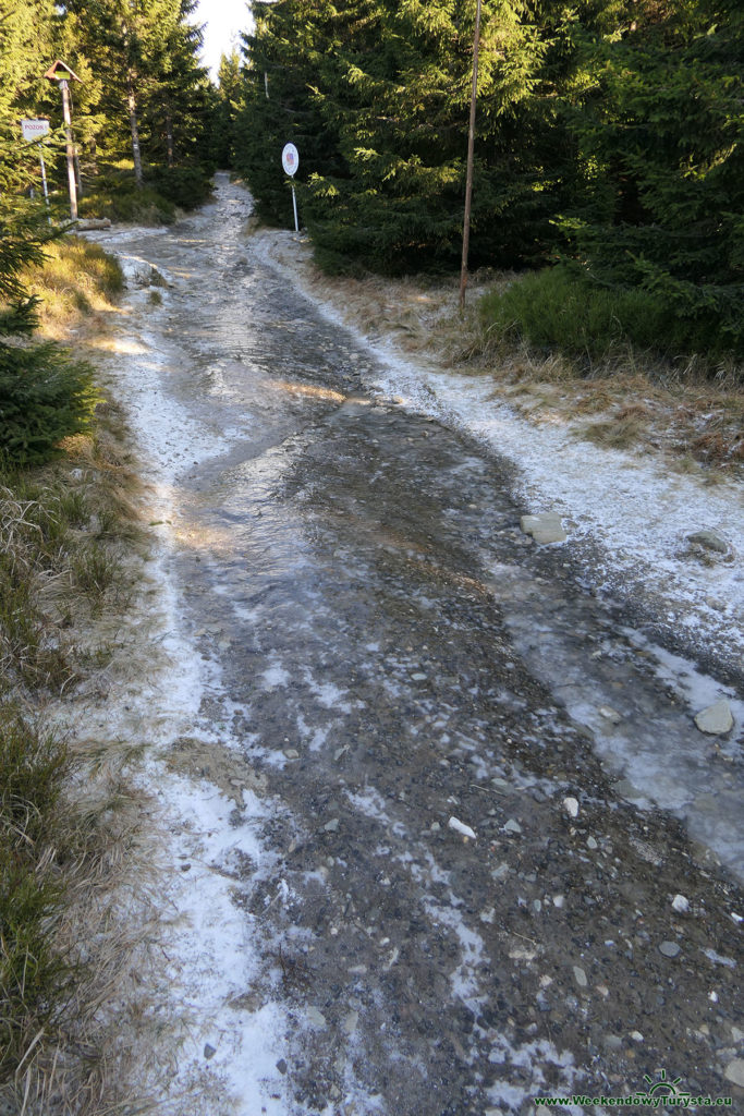 Spacer po Karkonoszach - oblodzony czerwony szlak