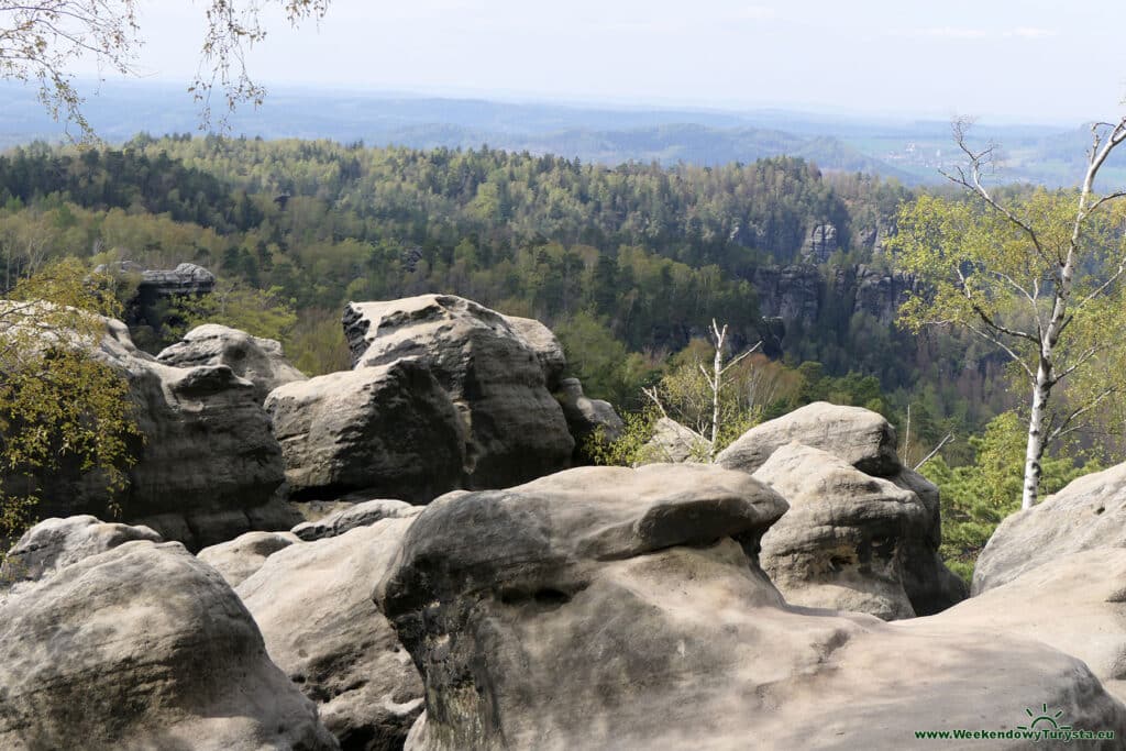 Widok z punktu widokowego Carolafelsen - Szlaki w Szwajcarii Saksońskiej